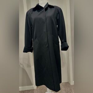 Vintage Sara Roberts Elegant Black Wool Women's Over Coat - - Sz L EUC